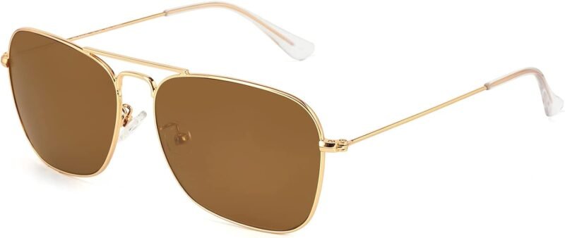 Carsbyvictor Sunglasses Square  Sunglasses for Women Men Polarized Pilot Military Square Shades Classic Vintage Metal Sun Glasses