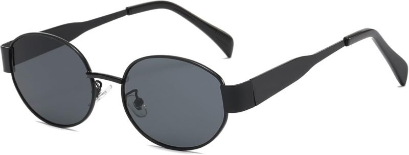 Carsbyvictor Sunglasses Oval Sunglasses for Women Men Fashion Luxury Metal Sun Glasses 90s Vintage Designer style (Gold/Brown)