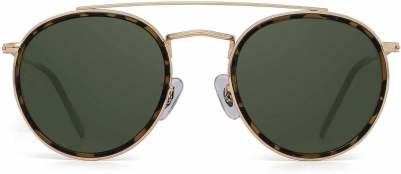 Carsbyvictor Sunglasses Round  Small Polarized Round Sunglasses for Women Vintage Double Bridge Frame