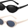 Carsbyvictor Sunglasses Oval Sunglasses for Women Men Fashion Small Oval Sunglasses 90s Vintage Shades