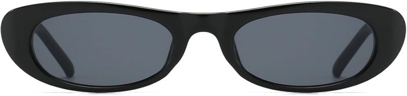 Carsbyvictor Sunglasses Oval Narrow Cat Eye Sunglasses for Women 90s  Oval  Womens Oval Sunglasses Fashion Small Black Shades