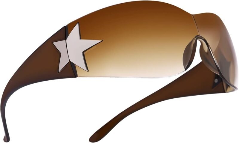 Carsbyvictor Sunglasses Wraparound Y2K Sunglasses for Women Men, Trendy Shield Wrap Around Sunglasses Oversized Fashion Frameless Sun Glasses