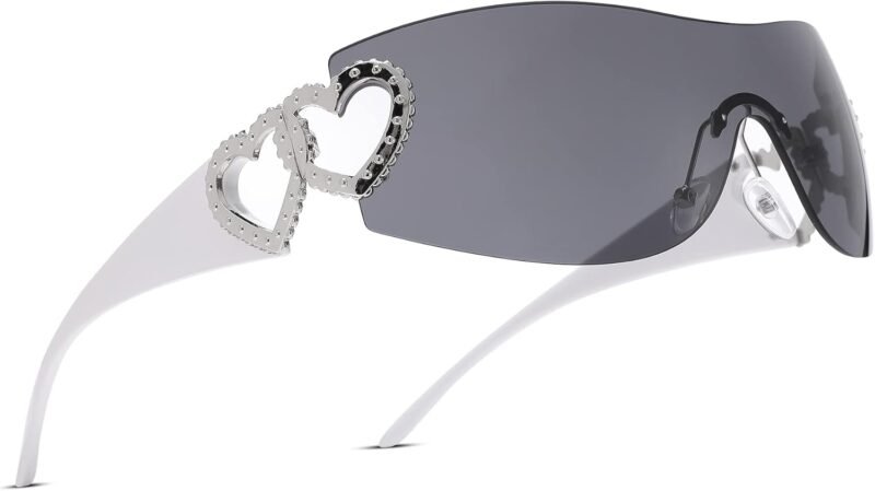 Carsbyvictor Sunglasses Wraparound Pro Wrap Around Rimless Sunglasses Women Men, Oversized Fashion Futuristic Sun Glasses Cool Shade 2000S Trendy