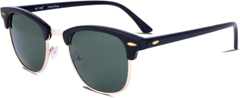 Carsbyvictor Sunglasses Browline  Retro Sunglasses for Women Men Trendy Vintage Polarized UV400 Protection Lightweight TR90 Black Frame Sunglasses