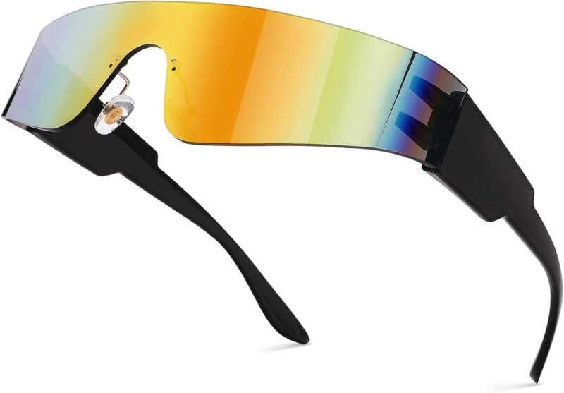 51cgfJzrObL._AC_SL1500 Carsbyvictor Sunglasses Wraparound Y2K Rimless Futuristic Wrap Around Sunglasses Women Men, Trendy Cyberpunk Visor Sunglasses Monoblock Cyclops Shades