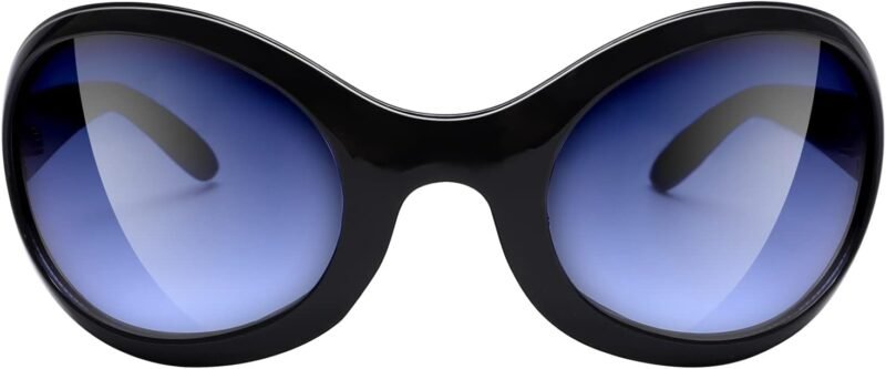 Carsbyvictor Sunglasses Oversized Oval Fashion Sunglasses for Women Men Wrap Around Classic Oval Black Sun Glasses Ladies Shades