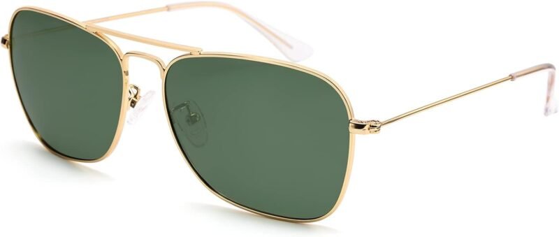 Carsbyvictor Sunglasses Square  Sunglasses for Women Men Polarized Pilot Military Square Shades Classic Vintage Metal Sun Glasses