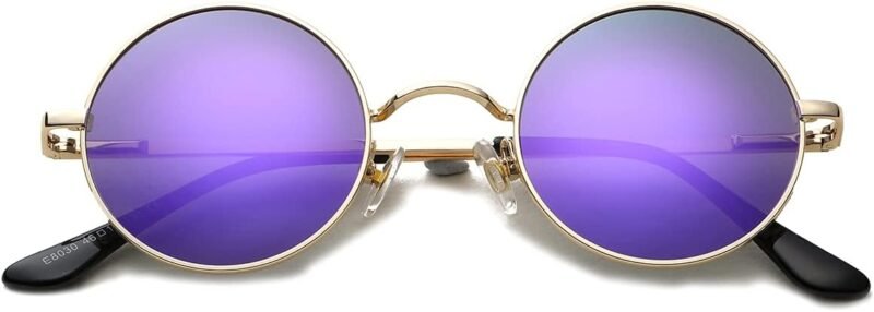 Carsbyvictor Sunglasses Round Circle Lennon Glasses Retro Round Polarized Sunglasses Hippie Style Small Circle Sun Glasses