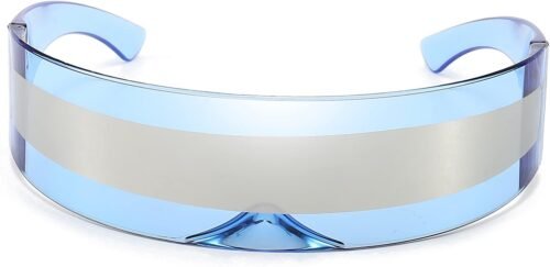 51gGWHCzNgL._AC_SL1500 Carsbyvictor Sunglasses Wraparound Futuristic Sunglasses Y2K Space Cyclops Wrap Around Glasses Rimless Translucent Mirrored Lens