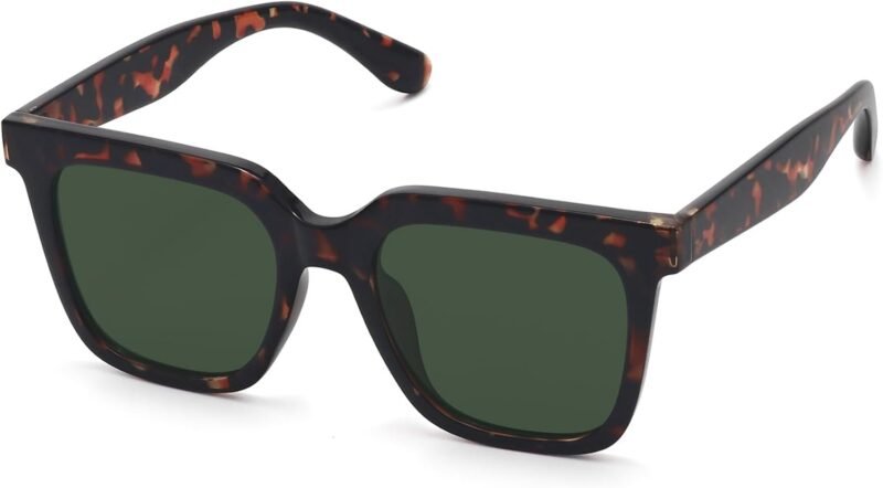 Carsbyvictor Sunglasses Square Large Square Sunglasses Trendy Polarized Sunglasses for Women Men Classic Retro Style UV400 Protection