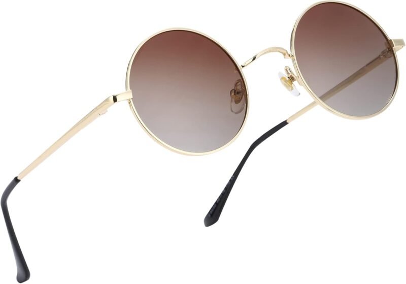 Carsbyvictor Sunglasses Round Trendy Small Round Polarized Sunglasses for Men Women Circle Hippie Style Sun Glasses