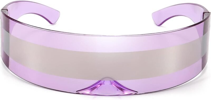 Carsbyvictor Sunglasses Wraparound Futuristic Sunglasses Y2K Space Cyclops Wrap Around Glasses Rimless Translucent Mirrored Lens