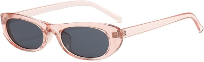 Carsbyvictor Sunglasses Oval Narrow Cat Eye Sunglasses for Women Men 90s Sun Glasses Womens Small Oval Sunglasses Black Shades