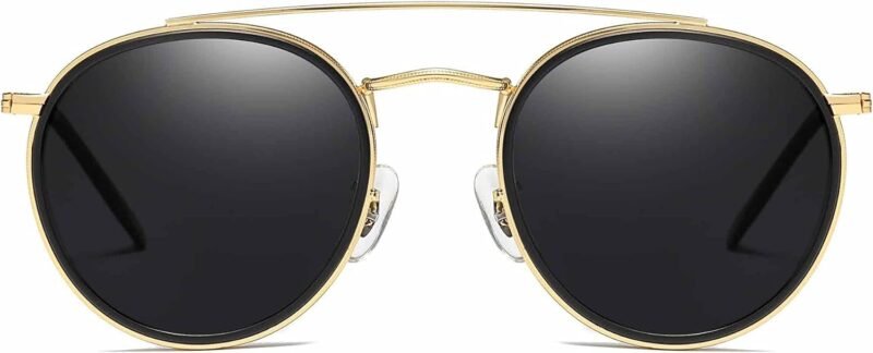 Carsbyvictor Sunglasses Round  Small Polarized Round Sunglasses for Women Vintage Double Bridge Frame
