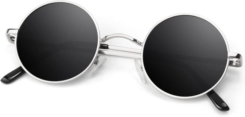 Carsbyvictor Sunglasses Round  Polarized Sunglasses Men Women,Retro Metal Hippie Shades with 100% UV Protection