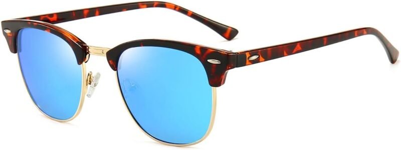 Carsbyvictor Sunglasses Browline Polarized Browline Sunglasses Classic Semi-Rimless Frame Retro Brand Sunglasses for Men and Women UV 400