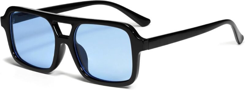 Carsbyvictor Sunglasses Square  Retro 70s Square Aviator Sunglasses for Women Men Vintage Trendy Rectangle Sun Glasses VL9816