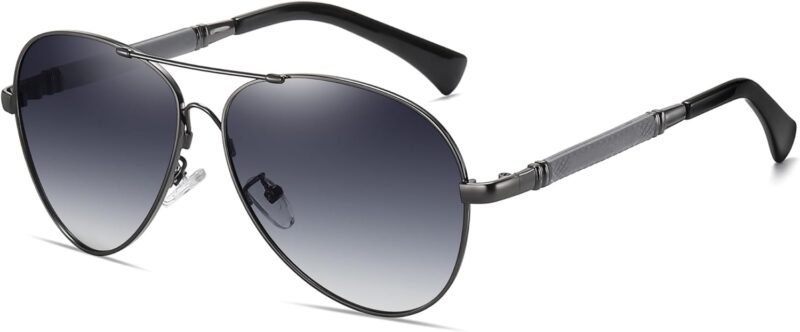 Carsbyvictor Sunglasses for Men Polarized UV Protection Trendy Metal Pilot Sunglasses for Driving Hiking Travel