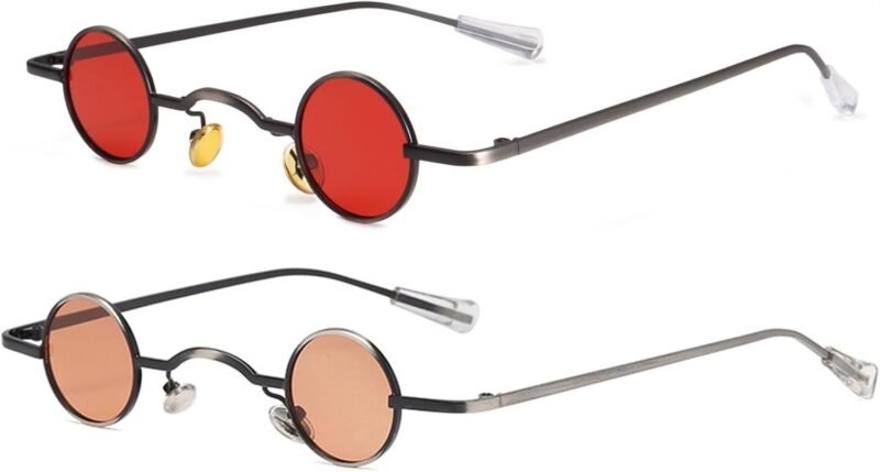 Carsbyvictor Sunglasses Round  Punk Polarized Sunglasses 70s Hippie Circle Small Sun Glasses