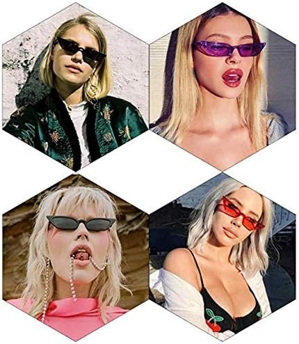 Carsbyvictor Sunglasses Cat Eye Small Cat Eye Sunglasses for Men and Women Skinny  Frame Y2K Shades Trendy Fun Fashion Glasses
