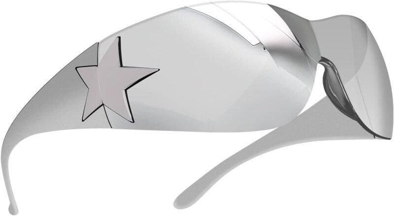 Carsbyvictor Sunglasses Wraparound Y2K Sunglasses for Women Men, Trendy Shield Wrap Around Sunglasses Oversized Fashion Frameless Sun Glasses