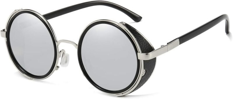 Carsbyvictor Sunglasses Round  Steampunk Vintage Retro Round Sunglasses Metal Circle Frame