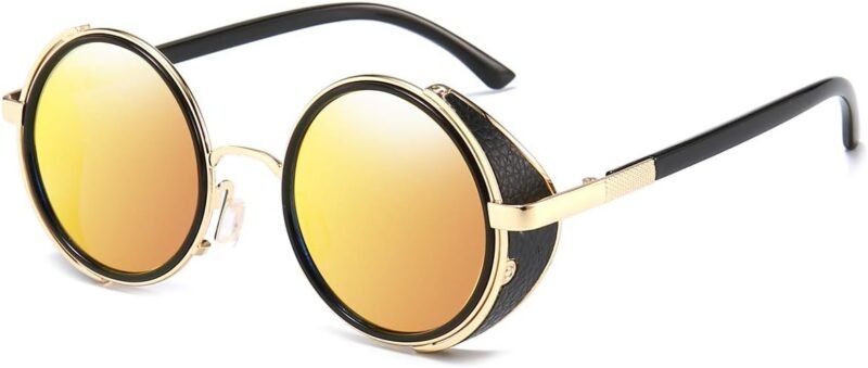 Carsbyvictor Sunglasses Round  Steampunk Vintage Retro Round Sunglasses Metal Circle Frame