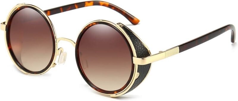 Carsbyvictor Sunglasses Round  Steampunk Vintage Retro Round Sunglasses Metal Circle Frame