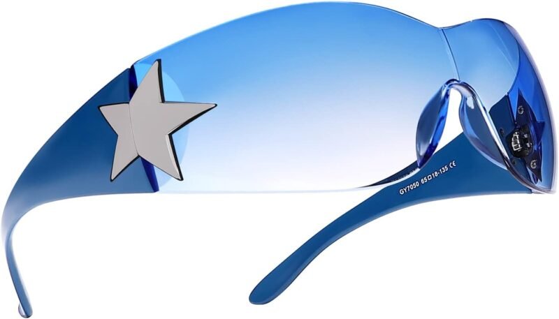 Carsbyvictor Sunglasses Wraparound Y2K Sunglasses for Women Men, Trendy Shield Wrap Around Sunglasses Oversized Fashion Frameless Sun Glasses