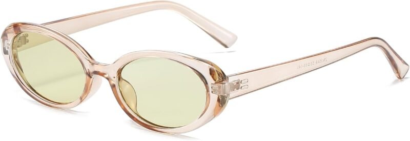 Carsbyvictor Sunglasses Oval Sunglasses for Women Men Fashion Small Oval Sunglasses 90s Vintage Shades