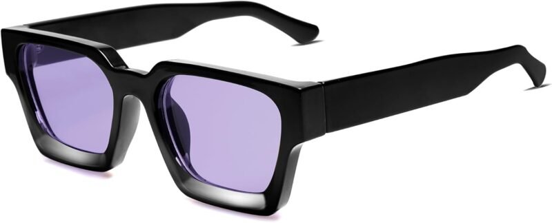 Carsbyvictor Sunglasses Square  Thick Square Sunglasses for Men Women Retro Chunky Rectangle Shades UV400 Protection VL9731