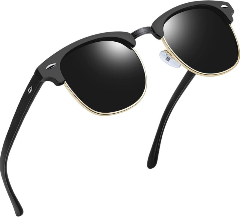 Carsbyvictor Sunglasses Round  Semi-Rimless Sunglasses Half Frame Sun Glasses Brownline Shades for Women Men UV400 Protection