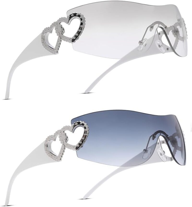 Carsbyvictor Sunglasses Wraparound Pro Wrap Around Rimless Sunglasses Women Men, Oversized Fashion Futuristic Sun Glasses Cool Shade 2000S Trendy