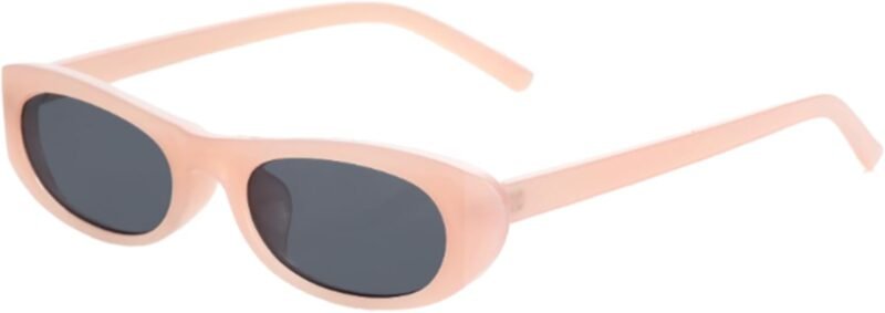 Carsbyvictor Sunglasses Oval Narrow Cat Eye Sunglasses for Women Men 90s Sun Glasses Womens Small Oval Sunglasses Black Shades