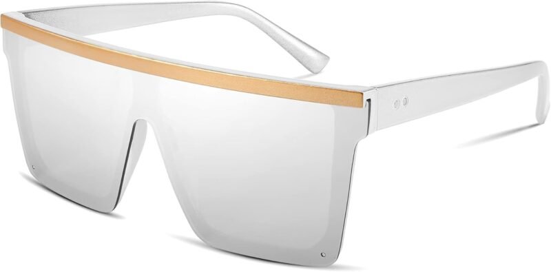 51wI1jDideL._AC_SL1500 Carsbyvictor Sunglasses Square Oversized Sunglasses Mens Womens Flat Top Square Trendy Visor Shades UV400 B2470