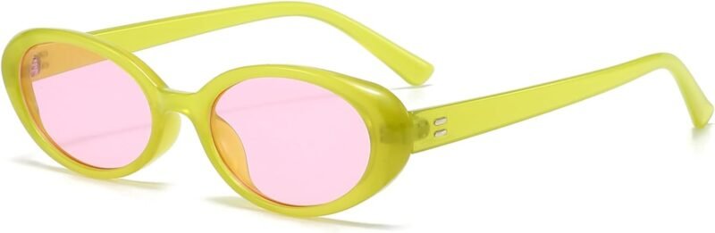 Carsbyvictor Sunglasses Oval Sunglasses for Women Men Fashion Small Oval Sunglasses 90s Vintage Shades