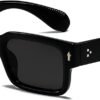 Carsbyvictor Sunglasses Square  Frame Sunglasses for Women Men Trendy Chunky Rectangle Sun Glasses Black Shades UV400 Protection