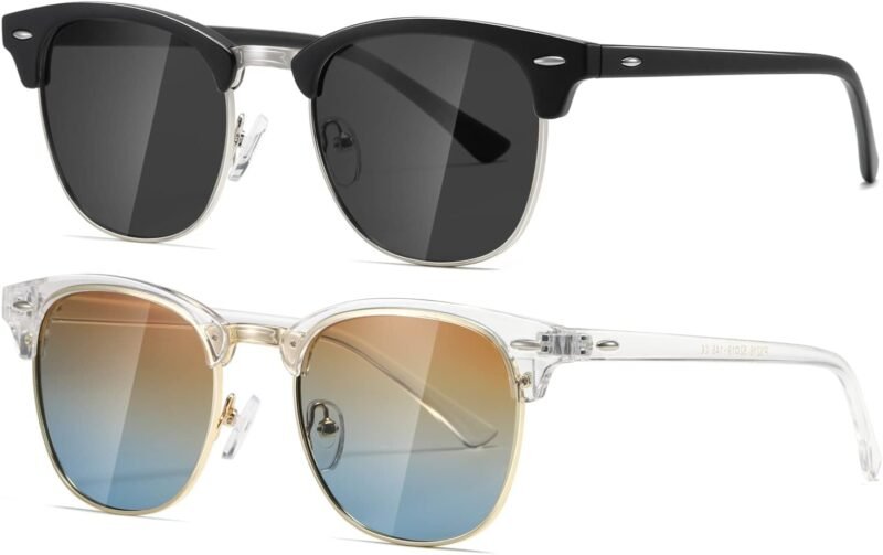 Carsbyvictor Sunglasses Polarized Sunglasses WayfarerFor Women And Men Semi Rimless Frame Retro Sun Glasses AE0369