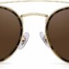 Carsbyvictor Sunglasses Round  Small Polarized Round Sunglasses for Women Vintage Double Bridge Frame