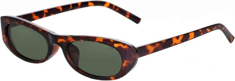 Carsbyvictor Sunglasses Oval Narrow Cat Eye Sunglasses for Women Men 90s Sun Glasses Womens Small Oval Sunglasses Black Shades