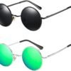 Carsbyvictor Sunglasses Round  Polarized Sunglasses for Men Women Retro Metal Small Circle Hippie Sunglasses
