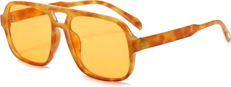 Carsbyvictor Sunglasses Square Retro Sunglasses for Women Men Trendy Classic 70s Square Aviator Sun Glasses Vintage Shades