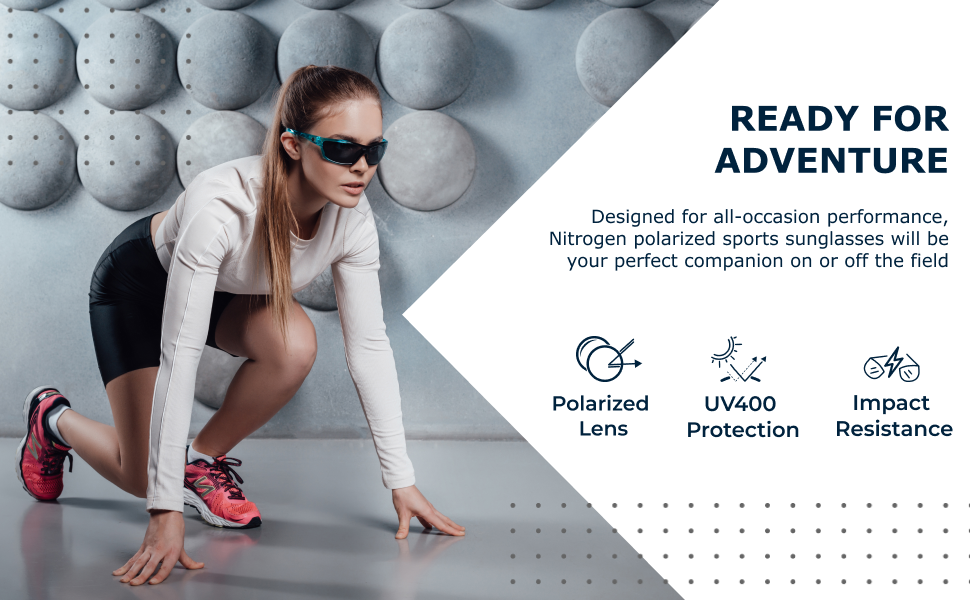 a young woman with sport sunglasses doing sport