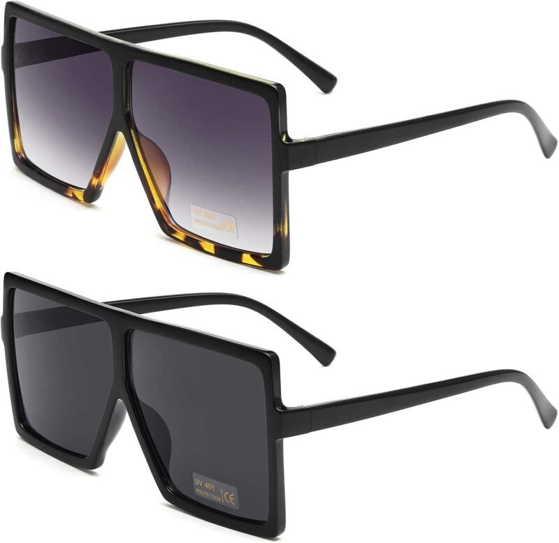 Carsbyvictor Sunglasses Square Square Oversized Sunglasses for Women Men Flat Top Fashion Shades