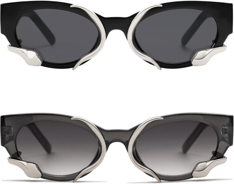 Carsbyvictor Sunglasses Cat Eye Trendy Sunglasses for Women Men Vintage Narrow Cateye Metal Snake Sunnie Y2k Accessories AP3621