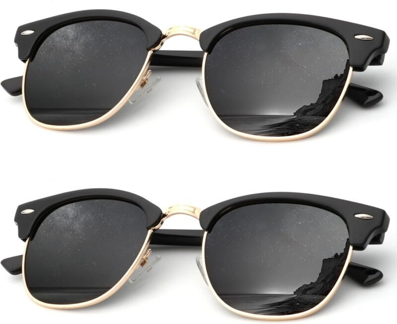 Carsbyvictor Sunglasses Browline Sunglasses Men Polarized for Mens and Women Unisex Sun Glasses for Driving UV Protection