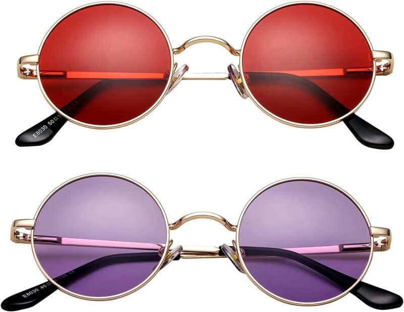 Carsbyvictor Sunglasses Round Circle Lennon Glasses Retro Round Polarized Sunglasses Hippie Style Small Circle Sun Glasses