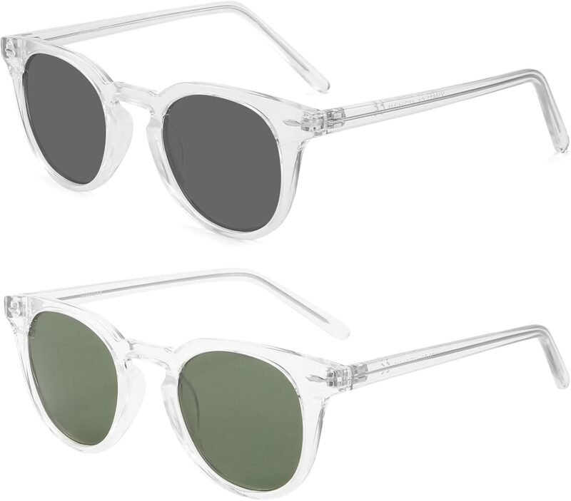 Carsbyvictor Sunglasses Browline   Polarized Round Sunglasses for Women Classic Retro Design Womens Trendy Style UV Protection Small Lens