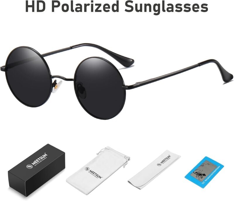 Carsbyvictor Sunglasses Round  Small Round Sunglasses Polarized for Men Women Retro Vintage Circle Hippie Sun Glasses UV400