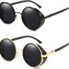 Carsbyvictor Sunglasses Round  Steampunk Vintage Retro Round Sunglasses Metal Circle Frame